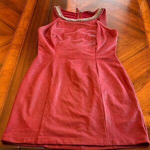 Vintage Guess Burgundy Dress with Silver Embellishments